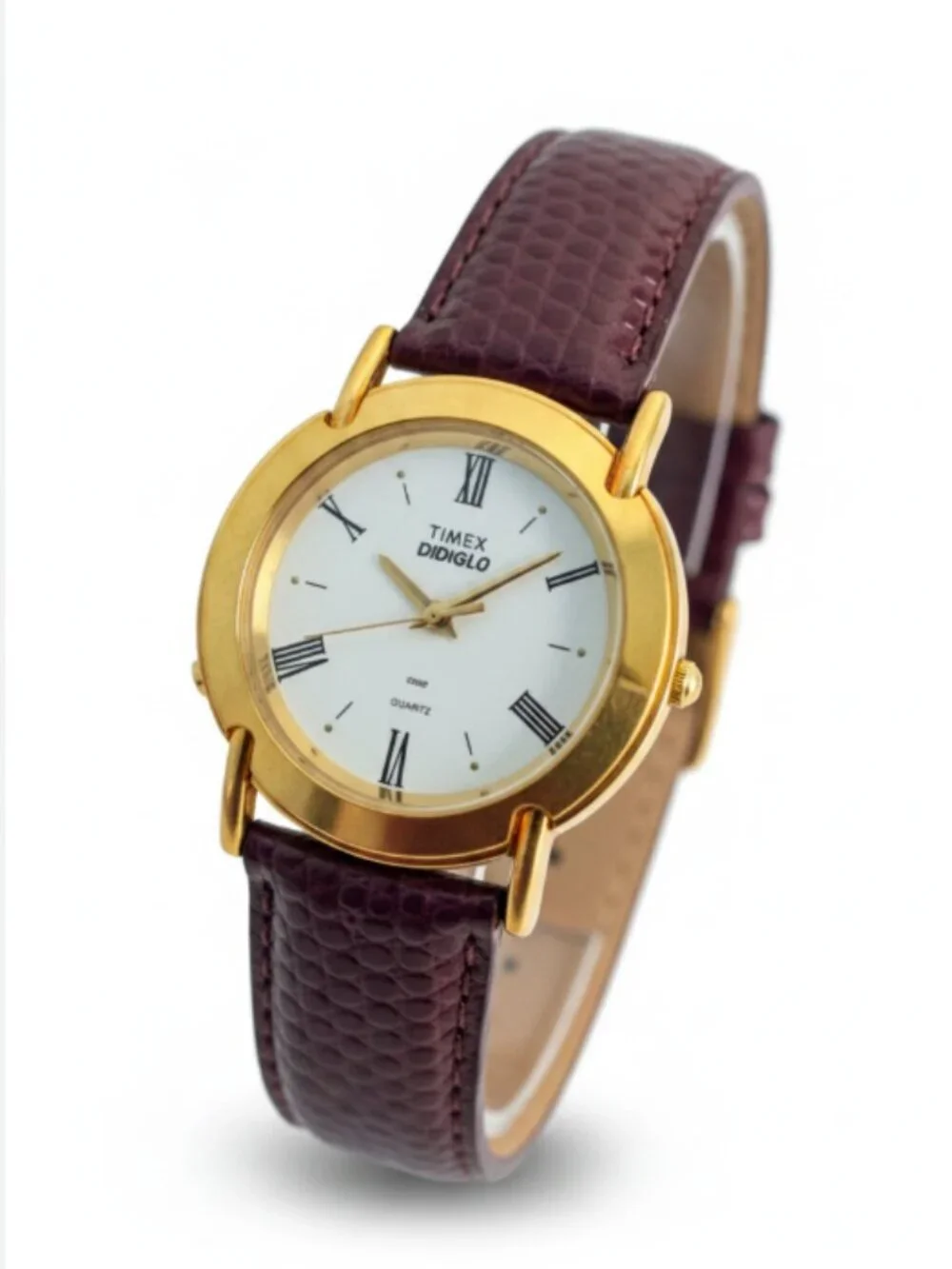 Vintage 1993 Timex Indiglo 32mm Women's Quartz Watch Gold Tone Leather Runs